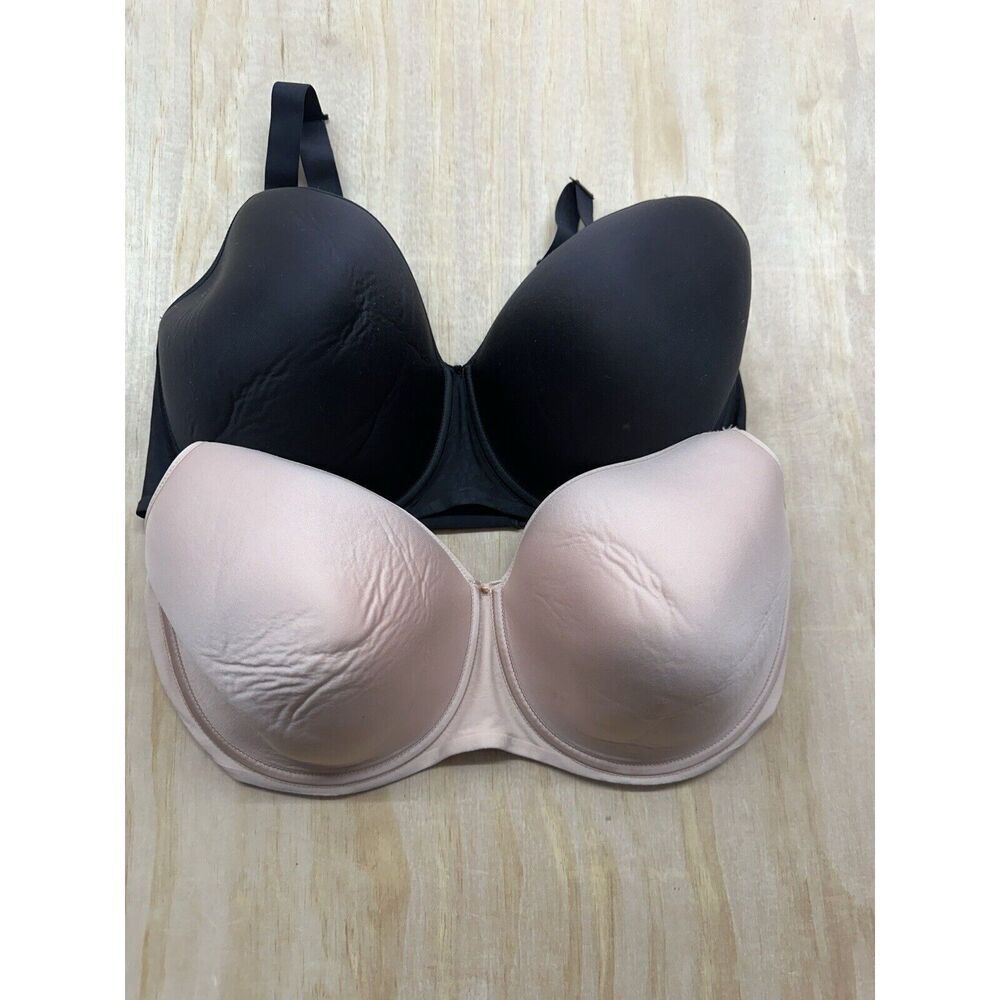 Two! Chantelle Bras 38 DDDD‎ Black Beige  18J6 Underwire Support NWOTs Full